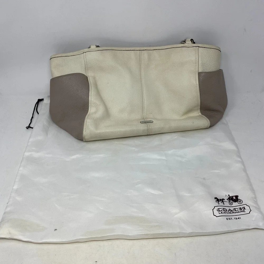 Coach Madison Phoebe‎ Cream Taupe Pebbled Leather Shoulder Bag Purse F31303